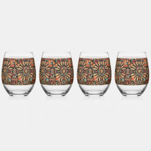 Vaso De Vino Elegante juego de vidrio inmaculado "Sueño azteca"