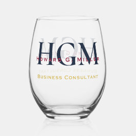 Vaso De Vino Elegante Navy Burgundy Gold Logotipo de Monograma 