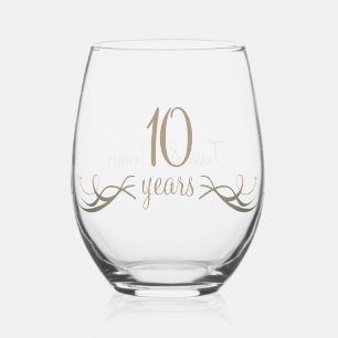 Vaso De Vino Elegante Personalizado 10 años Keepsake Gift