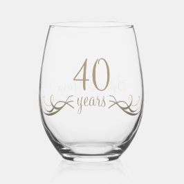 Vaso De Vino Elegante Personalizado 40 años Keepsake Gift