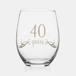Vaso De Vino Elegante Personalizado 40 años Keepsake Gift