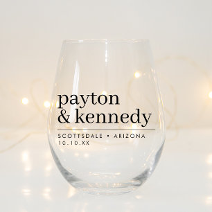 Vaso De Vino Elegante Personalizado Con Recepción De Boda De No