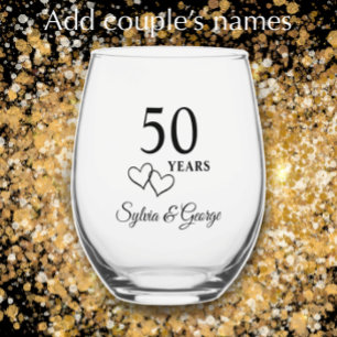 Vaso De Vino Elegante regalo de 50 años personalizado y moderno