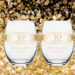Vaso De Vino Elegante regalo personalizado de 50 años de oro