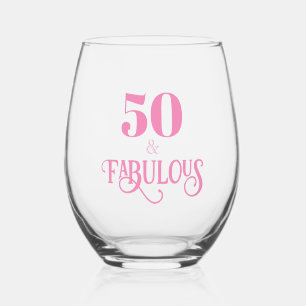 Vaso De Vino Elegante Rosa Cincuenta y Fabuloso