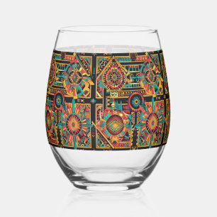 Vaso De Vino Elegante Sapphire "Aztec Dream" Vidrio Impresionan