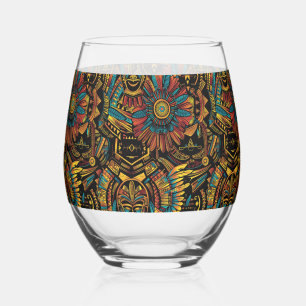 Vaso De Vino Elegante Sapphire "Aztec Dream" Vidrio Impresionan