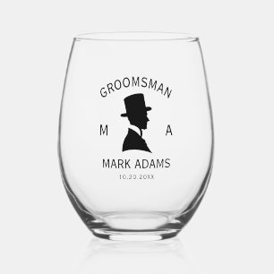 Vaso De Vino Elegante Sombrero de Hombre para Padrinos Traje Mo