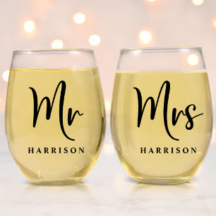 Vaso De Vino Elegante Sr. Sra. Boda