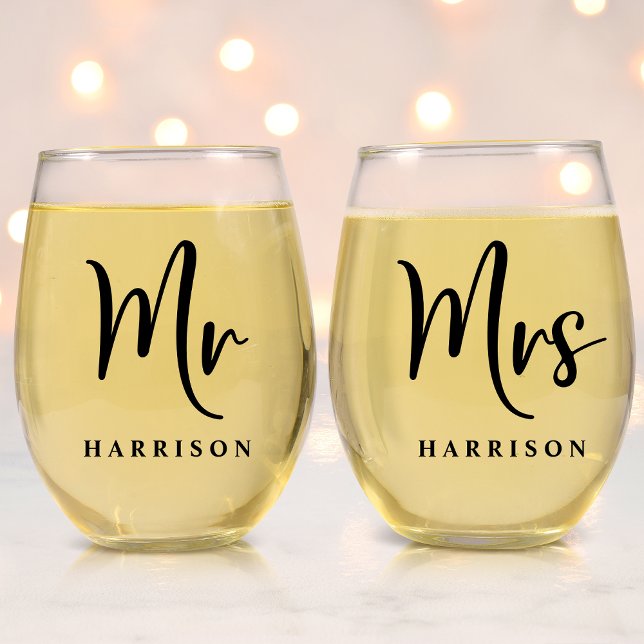Vaso De Vino Elegante Sr. Sra. Boda (Subido por el creador)