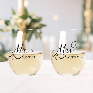 Vaso De Vino Elegante Sr. y Sra.