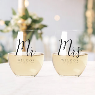 Vaso De Vino Elegante Sr. y Sra.