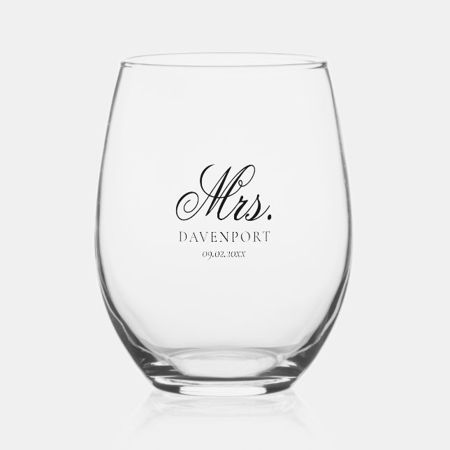 Vaso De Vino Elegante Sr. y Sra. Boda Keepsake Gift (Anverso)