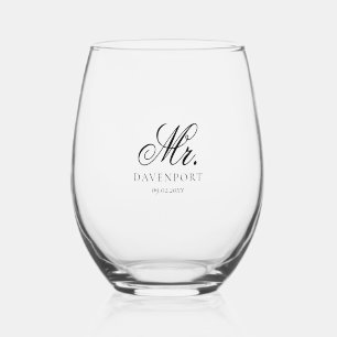 Vaso De Vino Elegante Sr. y Sra. Boda Keepsake Gift