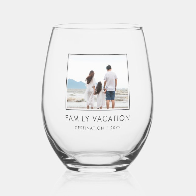 Vaso De Vino Elegante vacaciones familiares | Foto de viaje fam (Anverso)