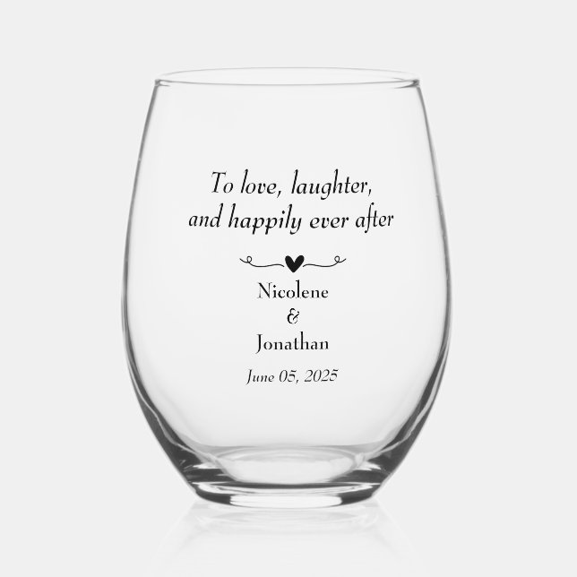 Vaso De Vino Elegante Vidrio de Abrazo Floral Boda Stemless Win (Anverso)