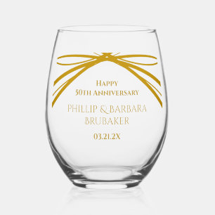 Vaso De Vino Elegante y moderno Aniversario Dorado 50 Keepsake