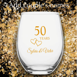 Vaso De Vino Elegante y moderno oro personalizado 50 años