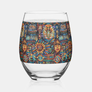Vaso De Vino Elegante zafiro "Tapiz precolombino" insensible