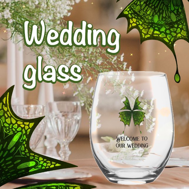 Vaso De Vino Elegantes copas de vino de bodas con mariposa (Subido por el creador)