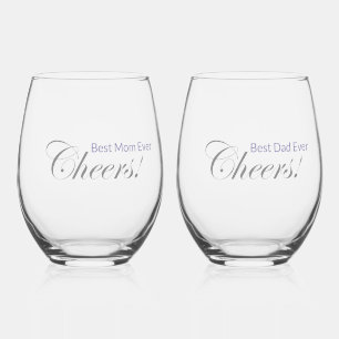 Vaso De Vino ¡Elegantes Saludos Personalizados! Mejor Mamá y Pa