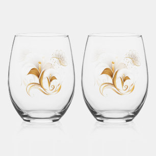 Vaso De Vino Elite Gold Tulip Wine Glass Set