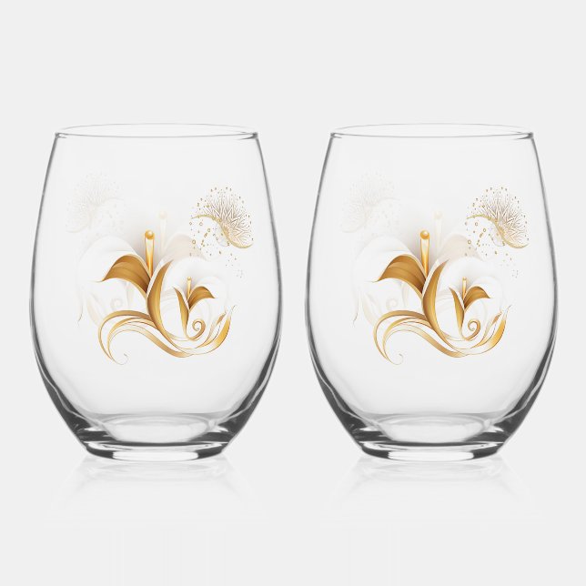 Vaso De Vino Elite Gold Tulip Wine Glass Set (Anverso)