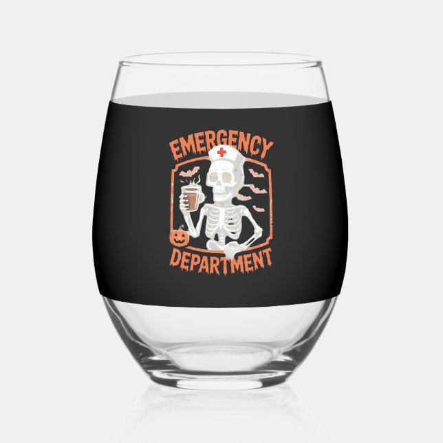 Vaso De Vino Emergency Department Funny Halloween Nurse Essenti (Anverso)