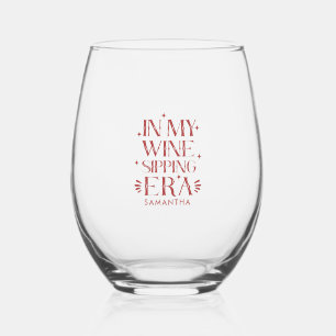 Vaso De Vino En mi época de consumo de vino tipografía roja