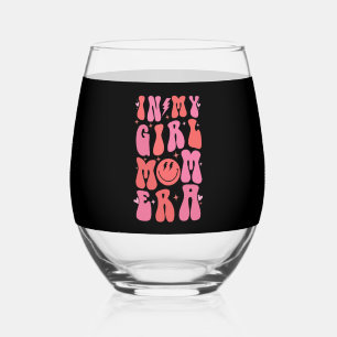 Vaso De Vino En Mi Era de Mamá de Niña Retro Groovy Día de la M