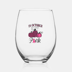 Vaso De Vino En Octubre Usamos Cáncer De Mama Rosado