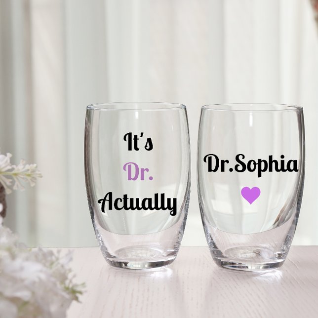 Vaso De Vino En realidad es Dr. Modern PHD Graduación Purple Lo (phd graduation wine glass)