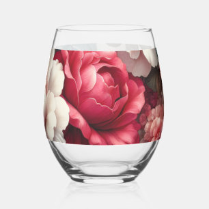 Vaso De Vino Encanto Floral Rosa Atemporal