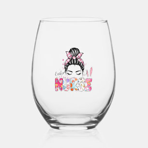 Vaso De Vino Enfermera conejita Pascua Desordenada Bun Enfermer