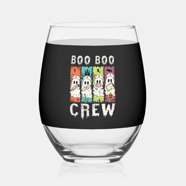 Vaso De Vino Enfermera de Boo Boo Crew Halloween (Anverso)
