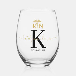 Vaso De Vino Enfermera inscrita RN Graduación Keepsake Monogram