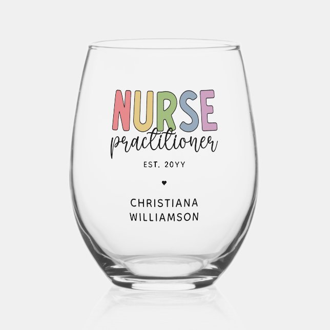 Vaso De Vino Enfermera personalizado Profesional Licenciada en  (Anverso)