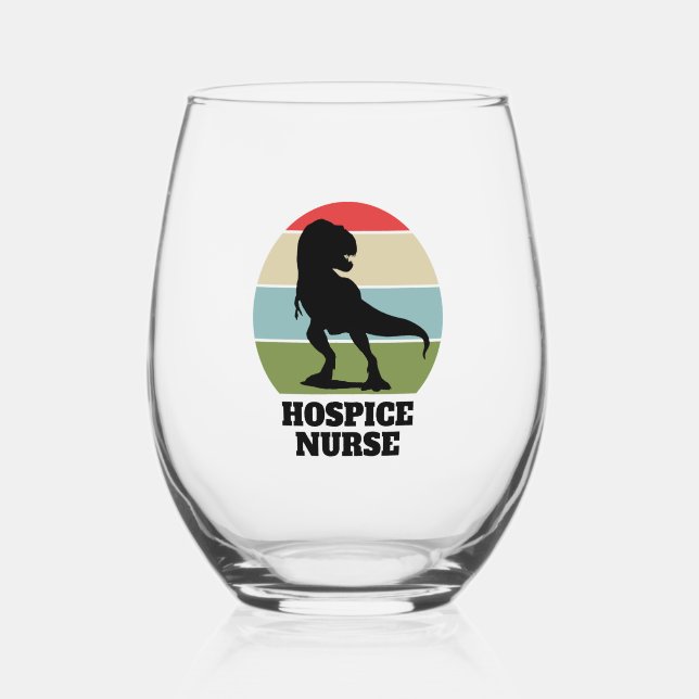 Vaso De Vino Enfermeras de hospicio Dinosaur (Anverso)