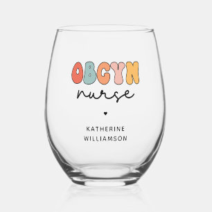 Vaso De Vino Enfermero Retro OBGYN personalizado