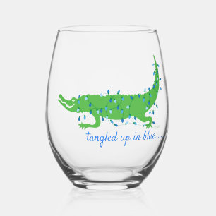 Vaso De Vino Enredado en vidrio azul sin piedra de vino