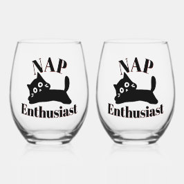 Vaso De Vino Entusiasta de Nap Cat Cuadros