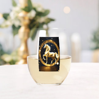 Vaso De Vino Equipo de vidrio con el logotipo Majestic Horse