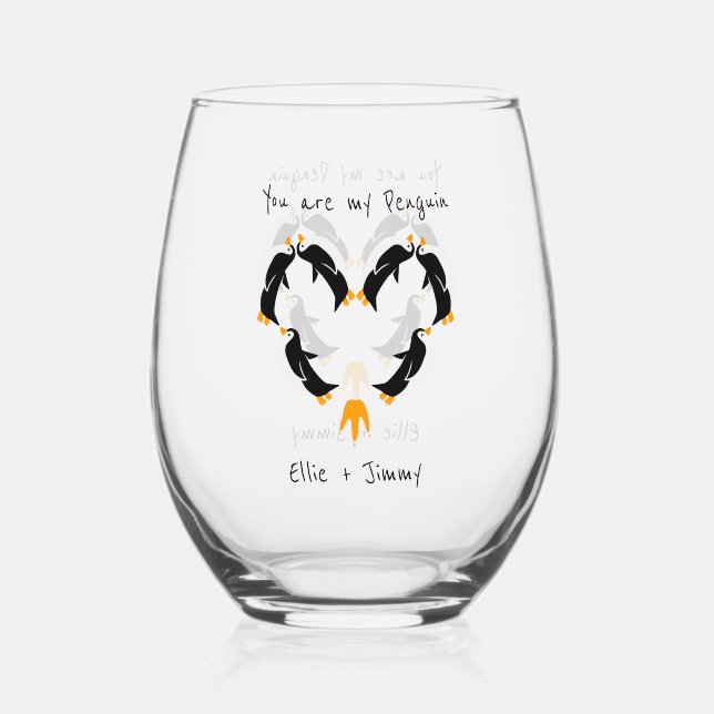 Vaso De Vino Eres mi amor pingüino (Anverso)
