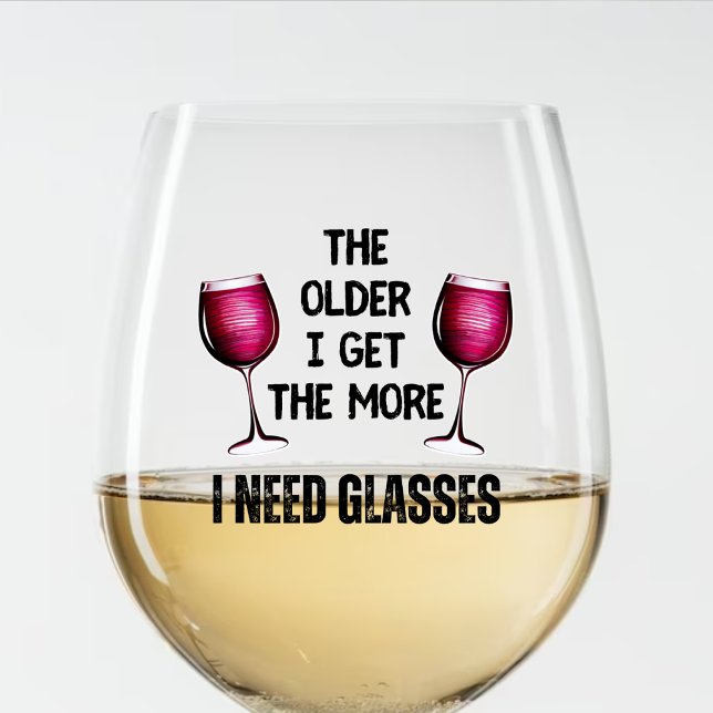 Vaso De Vino Es Gracioso Conseguir Viejos Vinos De Humor Necesi (Funny Getting Old Humor Wine I Need Glasses Quote)