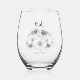 Vaso De Vino Esbozo monocromático Minimalista Daisy Bride