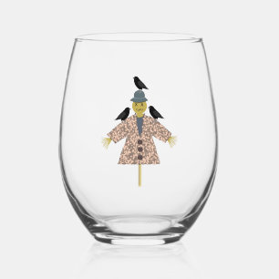 Vaso De Vino Escarecrow y ravens de paja de Halloween