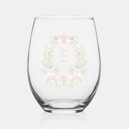 Vaso De Vino Escudo dulce con arcos rosados | Ducha de novia mo