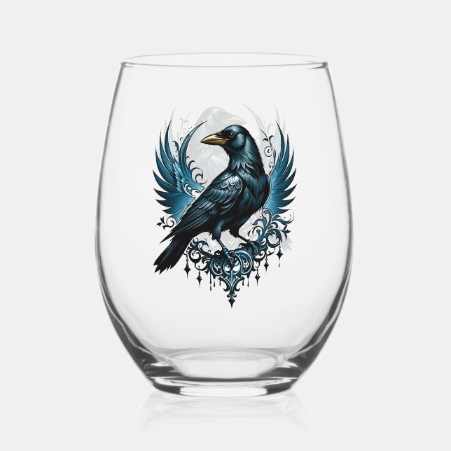 Vaso De Vino Espectáculo negro majestuoso sentado sobre un ador (Anverso)