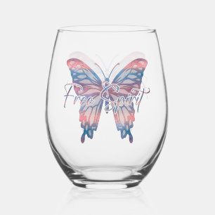 Vaso De Vino Espíritu libre Mandala mariposa