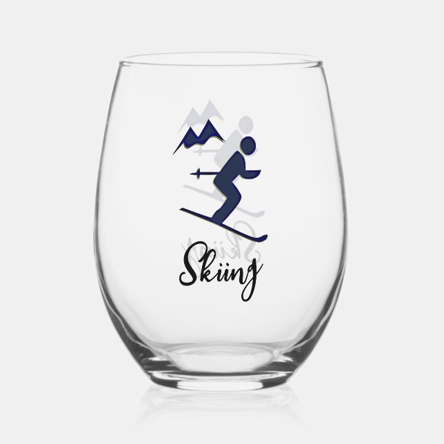 Vaso De Vino Esquiar Diseño Vino sin Estúmulo (Anverso)